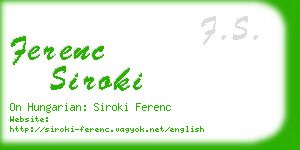 ferenc siroki business card